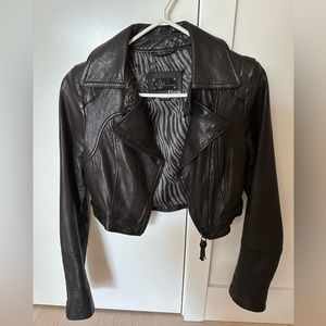 Aritzia Mackage Cropped Leather Jacket XXS black
